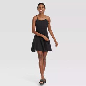 NWT Women's Beach Bungalow Linen Mini Dress - A New Day Black Medium